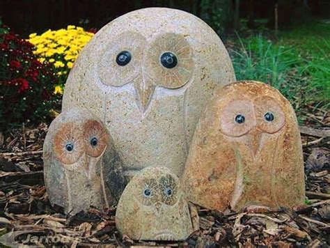 Fantastic Hand Carved Stone Owls