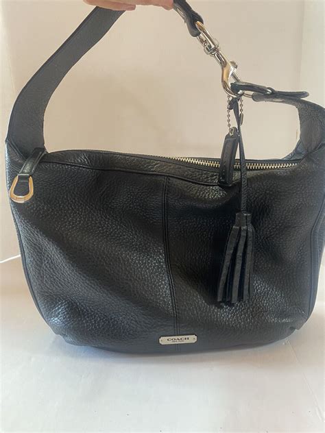Coach Avery Park Black Pebbled Leather Hobo Shoulder Bag Purse Handbag