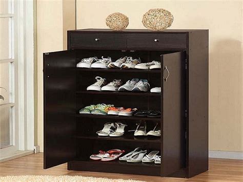 Wooden shoe cabinet with two door in mahogany finish by. Shoe Storage Cabinet with Doors - Home Furniture Design