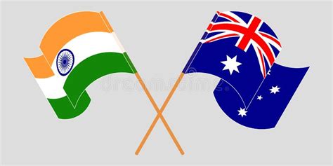 Crossed And Waving Flags Of Australia And India Stock Vector
