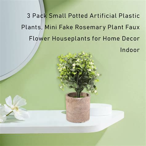 3 Paket Küçük Saksı Yapay Plastik Bitkiler Mini Sahte Biberiye Bitki