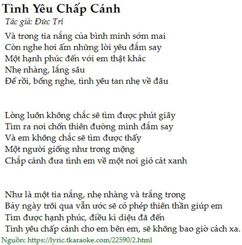 Loi Bai Hat Tinh Yeu Chap Canh Duc Tri Co Nhac Nghe