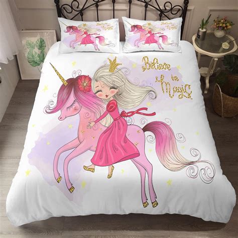 Girls Twin Bedding Sets Unicorn Bedding Duvet Covers Crystal Etsy