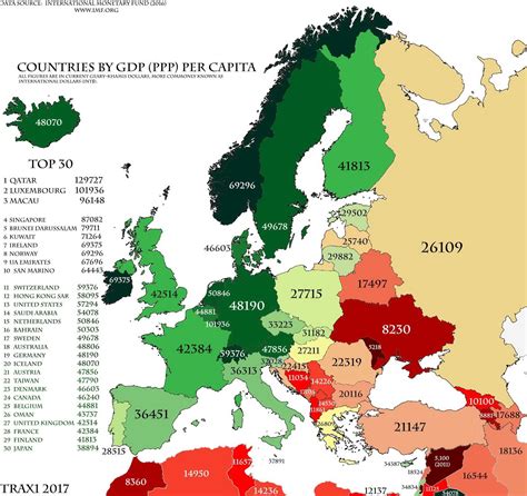 European Countries By Gdp Per Capita 2016 Vivid Maps