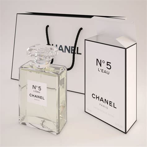 3D Chanel N5 LEau Perfume with bag | CGTrader
