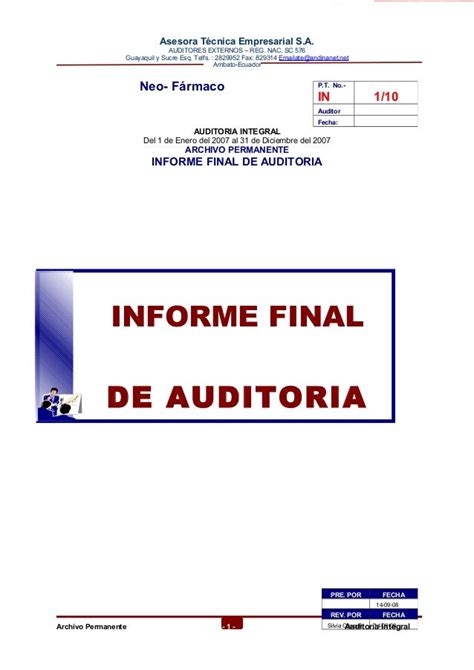 Informe De Auditoria Como Archivo Permanente