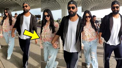 Pregnant Katrina Kaif Flaunting Cute Baby Bump At Mumbai Airport With Husband Vicky Kaushal