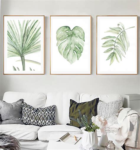 Tropical Leaves Set Set Of 3 Leaves Prints Set Of 3 Wall Art