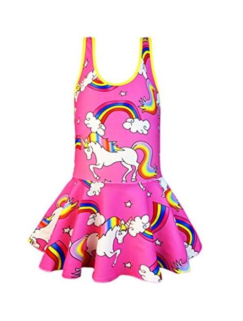 Buy Kukiee Girls One Piece Rainbow Unicorn Swimsuit Stars Print