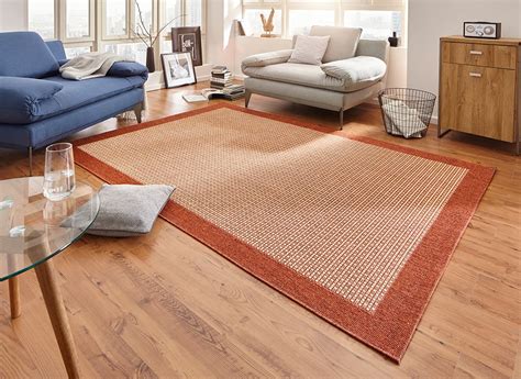 Moderne teppiche, sisal, klassische berber teppiche. Design Teppich Flachgewebe Simple mit Bordüre Terracotta ...