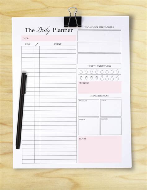 Daily Planner Printable Daily To Do List Planner Insert Daily