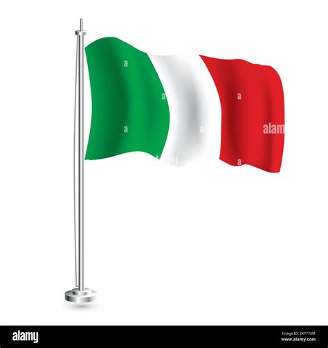 Italian Flag Isolated Realistic Wave Flag Of Italy Country On Flagpole