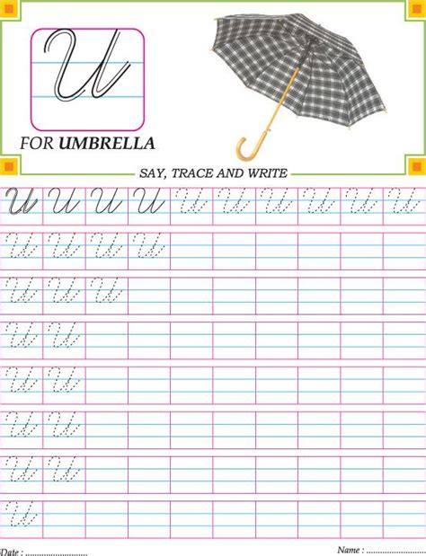 Printable cursive writing worksheets help you teach your students how to write in cursive. Cursive capital letter U practice worksheet | Download ...
