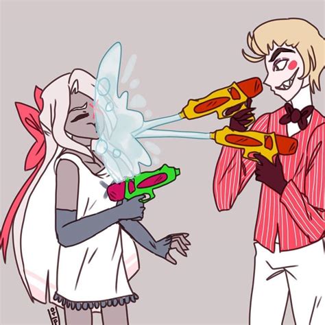 This Blew Up On My Insta Got A Prompt Of Lucifer And Vaggie Having A Water Gun Fight He’s