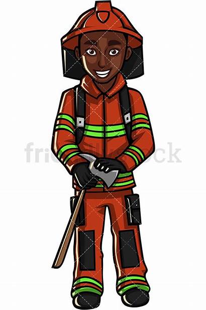 Firefighter Fireman Cartoon Clipart Vector American African