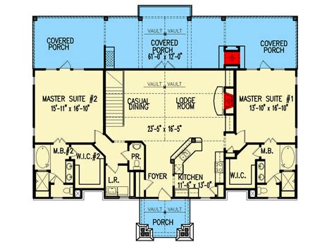 Traditional Home Plan With Dual Master Suites 25650ge Architectural