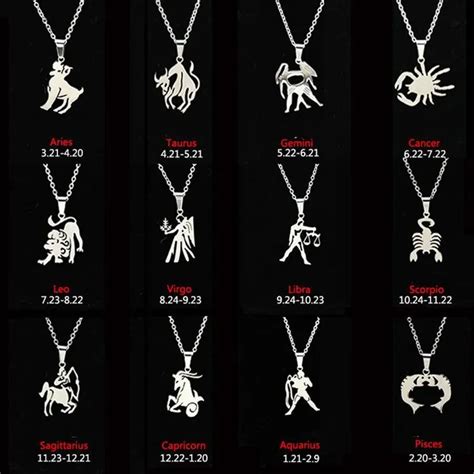 Stainless Steel Personalized 12 Zodiac Sign Horoscope Pendant Necklace