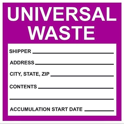 UNIVERSAL WASTE Label 6 X 6 SL 2068