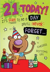 Large Fun 21st Male Birthday Greeting Card 21 Years Old Today - 9 x 6