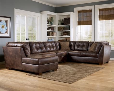 Delma 3 pc white faux leather left chaise sectional set with storage ottoman. Brown Leather Sectional With Chaise Sleeper Sofa Bed And ...