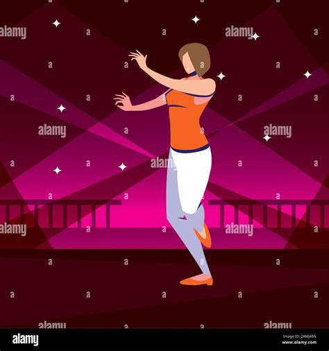 jeune femme dansant dans la boîte de nuit illustration vectorielle design image vectorielle