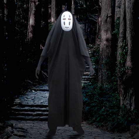 No Face Man Spirited Away Cosplay Costume Mask Gloves Anime Miyazaki Hayao Faceless Cloak Coat