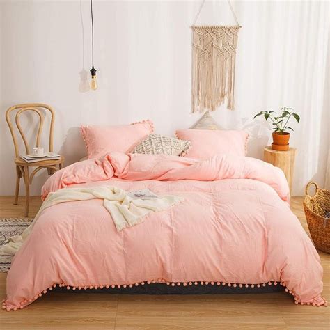 The Softy Pom Pom Pink Bed Set Pink Bedding Set Duvet Bedding Sets Pink Bedding
