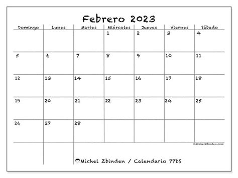 Calendarios Febrero Michel Zbinden Ar