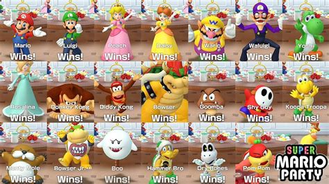 Super Mario Party 〇 All Characters Win And Lose Animations Youtube