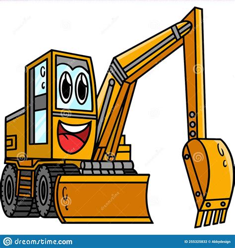 Excavator With Face Vehicle Cartoon Clipart Stock Vector Illustration