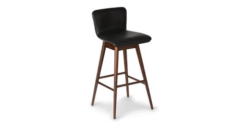 Walnut And Black Leather Swivel Bar Stool Sede Article