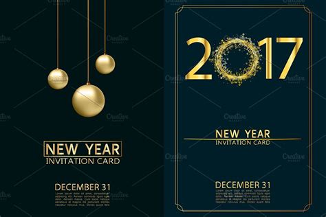 New Year invitation cards. Vector. | Custom-Designed Illustrations