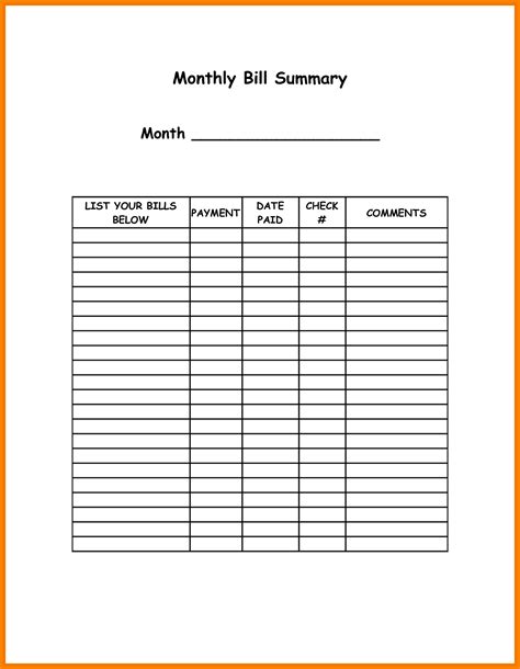 Blank Printable Monthly Bill Pay Worksheet Calendar Template Printable