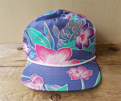 Vintage Floral Hawaiian Blank Snapback Hat Baseball Rope Lined Etsy