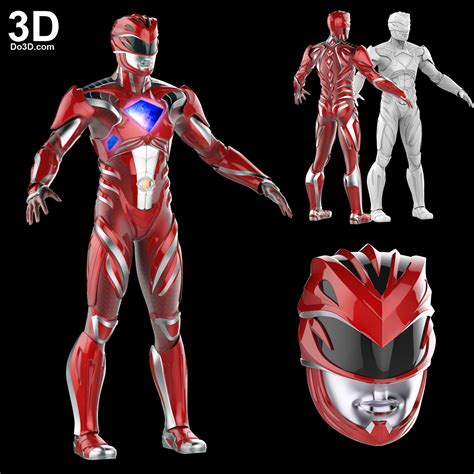3d Printable Model Red Ranger Helmet And Full Armor From New Power