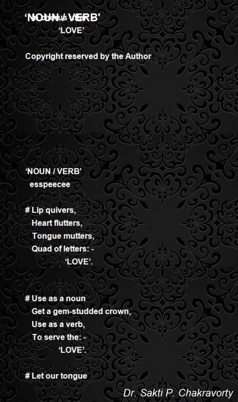 A vocabulary word list (word bank) listing words that are both nouns and verbs. 'noun / Verb' Poem by Dr. Sakti P. Chakravorty - Poem Hunter