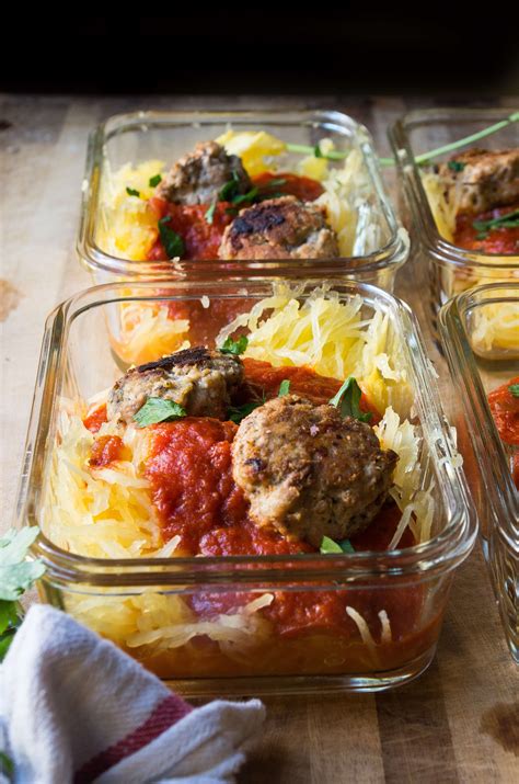 Spaghetti Squash And Turkey Meatballs Mealprep The Kitcheneer