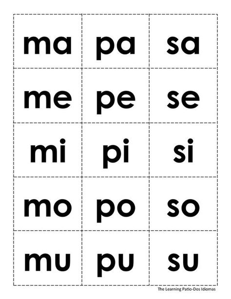 Silabas En Espanol Para Ninos Para Imprimir