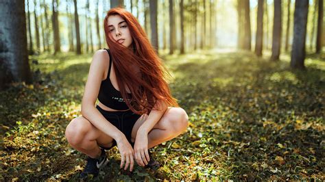 3840x2160 Girl Forest Redhead 4k 4k Hd 4k Wallpapers Images Backgrounds Photos And Pictures