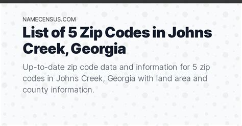 Johns Creek Zip Codes List Of 5 Zip Codes In Johns Creek Georgia