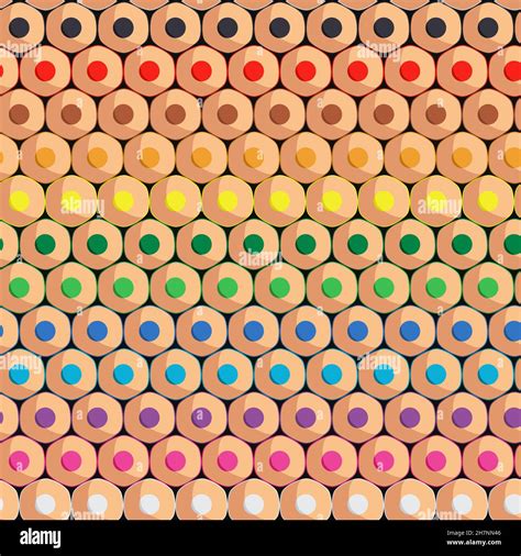 Seamless Pattern With Rows Of Colored Pencils Vector Colored