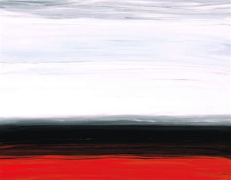 White Horizon Abstract Red And Black Landscape Art By Sharon