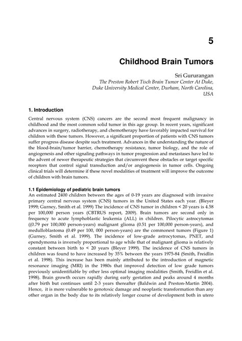 Pdf Childhood Brain Tumors