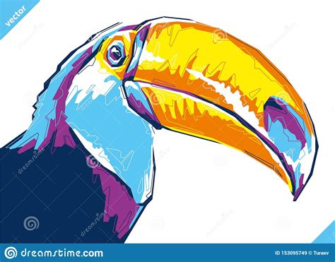 Pop Art Portrait Of Exotic Toucan Vector Illustration