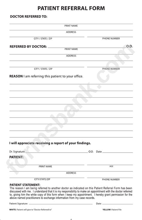 Printable Patient Referral Forms For Medical Office Printable Forms