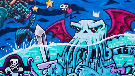 Download Wallpaper 2048x1152 Graffiti Octopus Street Art Ultrawide