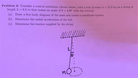 Solved Problem Consider A Conical Pendulum Shown Below Chegg Com