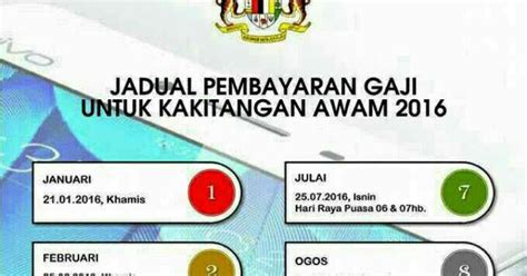 Pasti ramai kakitangan awam yang mencari jadual tarikh pembayaran gaji bulanan bagi 2016 tahun hadapan kan? KasihkuAmani: Jadual Pembayaran Gaji Kakitangan Awam 2016