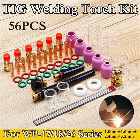 Buy 56PCS TIG Welding Torch Stubby Gas Lens Pyrex Glass Cup Kit For WP