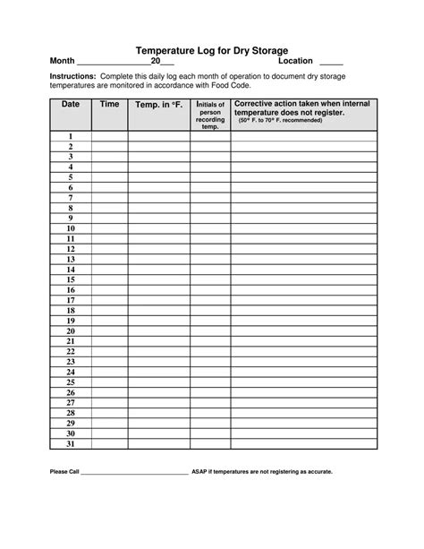 Printable Temperature And Humidity Log Template Printable Word Searches